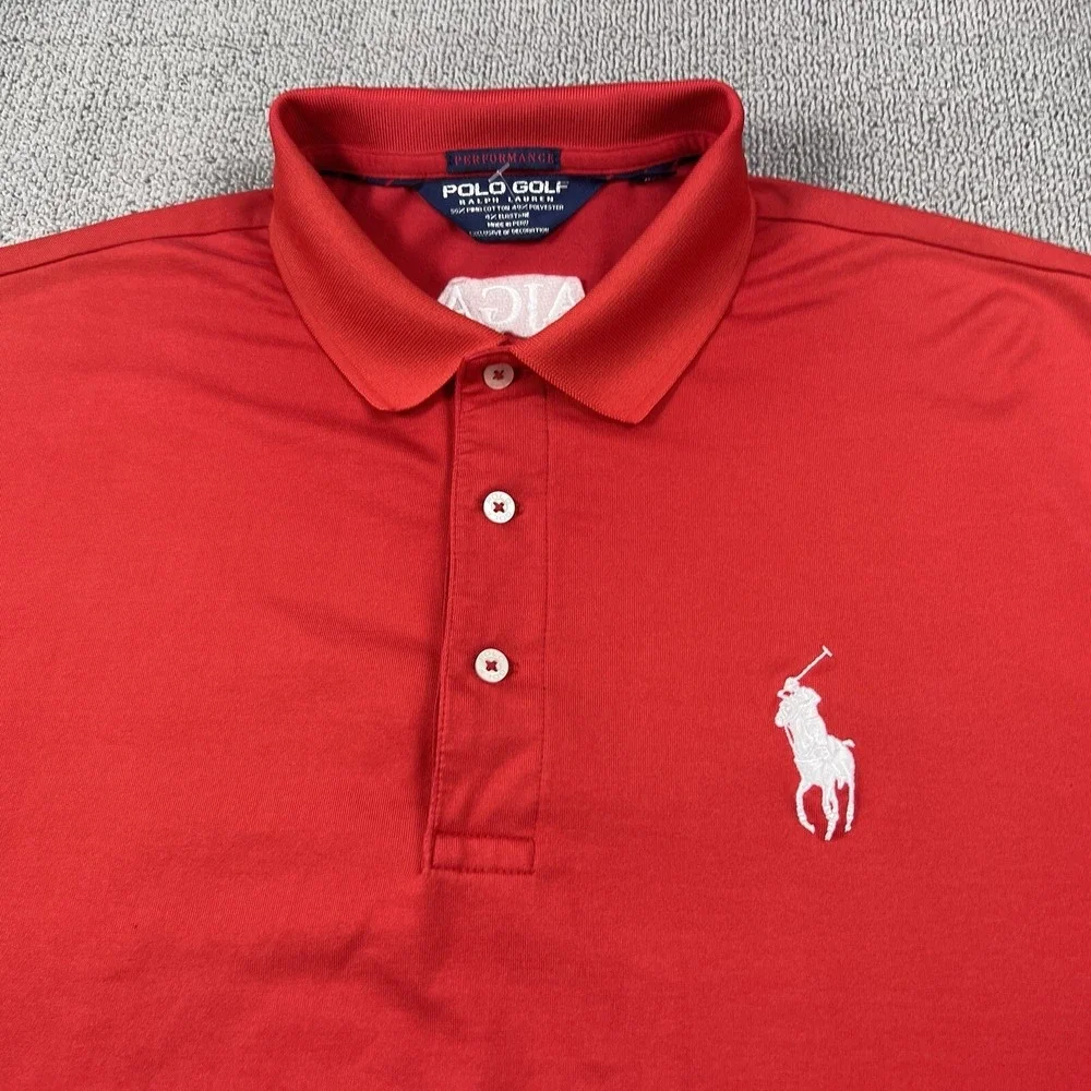Ralph Lauren Polo Shirt Adult Large Red Big Pony Golf Golfing Casual Preppy Mens